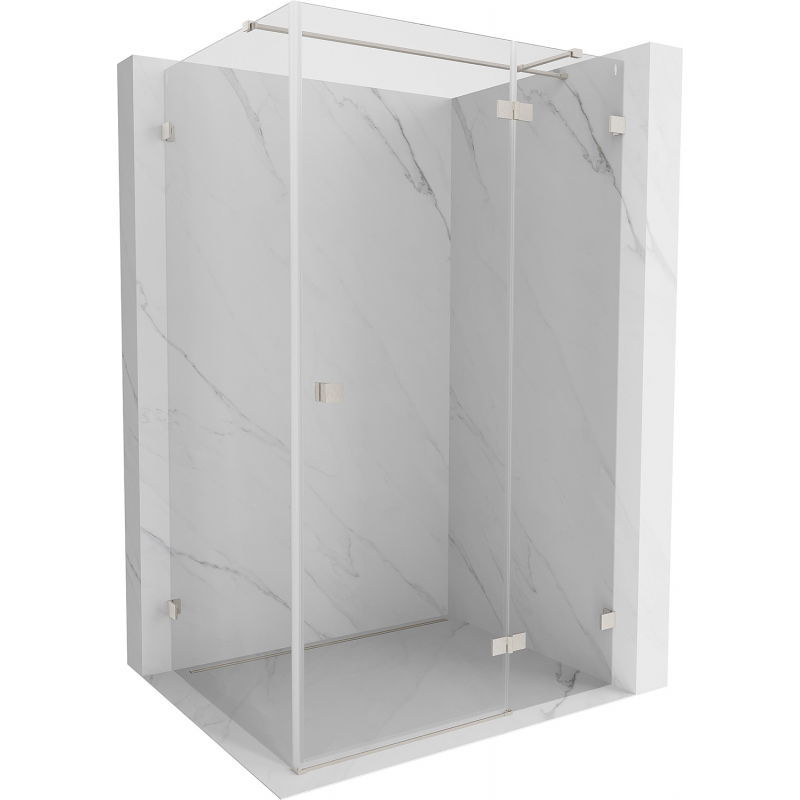 Mexen Lunar T Duschkabine, nach rechts öffnend, 140 x 100 cm, transparent, gebürsteter Nickel - 834T-140-100-97-00-P
