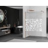 Paroi de douche Mexen Kioto Walk-in 130 x 200 cm, motif blanc 8 mm, or rose - 800-130-101-60-85