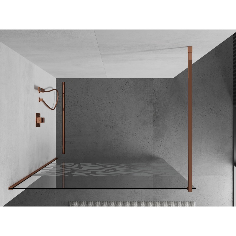 Mexen Kioto Dušisein Walk-in 140 x 200 cm, valge muster 8 mm, roosa kuld - 800-140-101-60-85