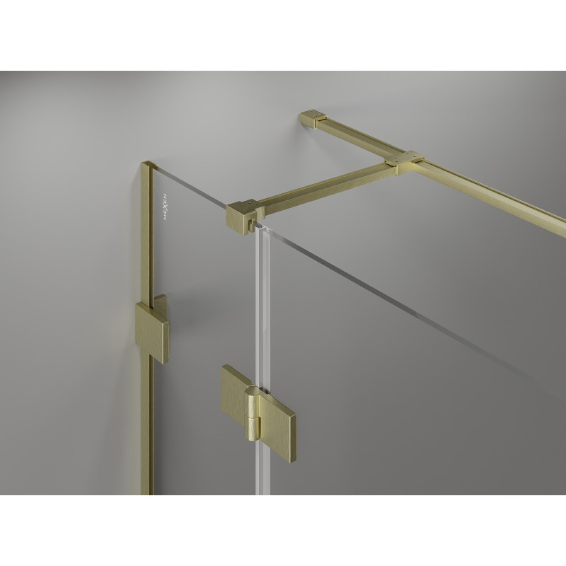 Mexen Lunar T desna preklopna tuš kabina 125 x 100 cm, prozirna, brušeno zlatno - 834T-125-100-55-00-P