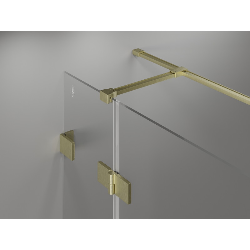 Mexen Lunar T desna otklopna tuš kabina 135 x 100 cm, prozirna, zlatna brušena - 834T-135-100-55-00-P
