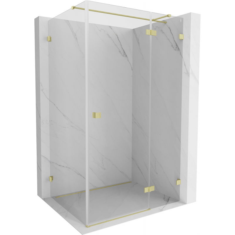 Mexen Lunar T Duschkabine schwenkbar rechts 135 x 100 cm, transparent, gebürstetes Gold - 834T-135-100-55-00-P