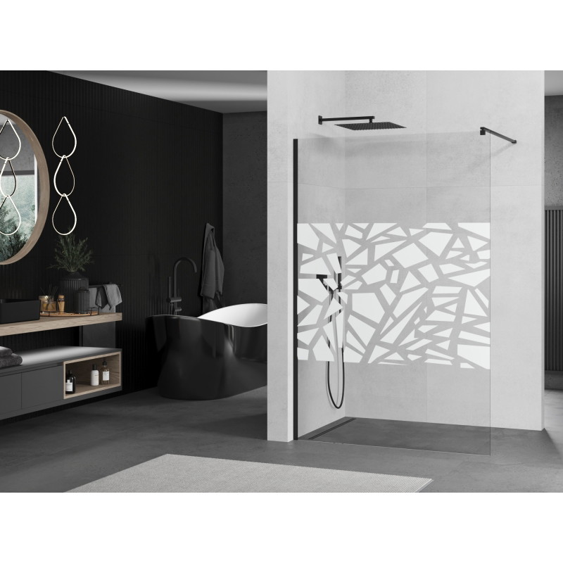Mexen Kioto Dušisein Walk-in 90 x 200 cm, valge muster 8 mm, must - 800-090-101-70-85