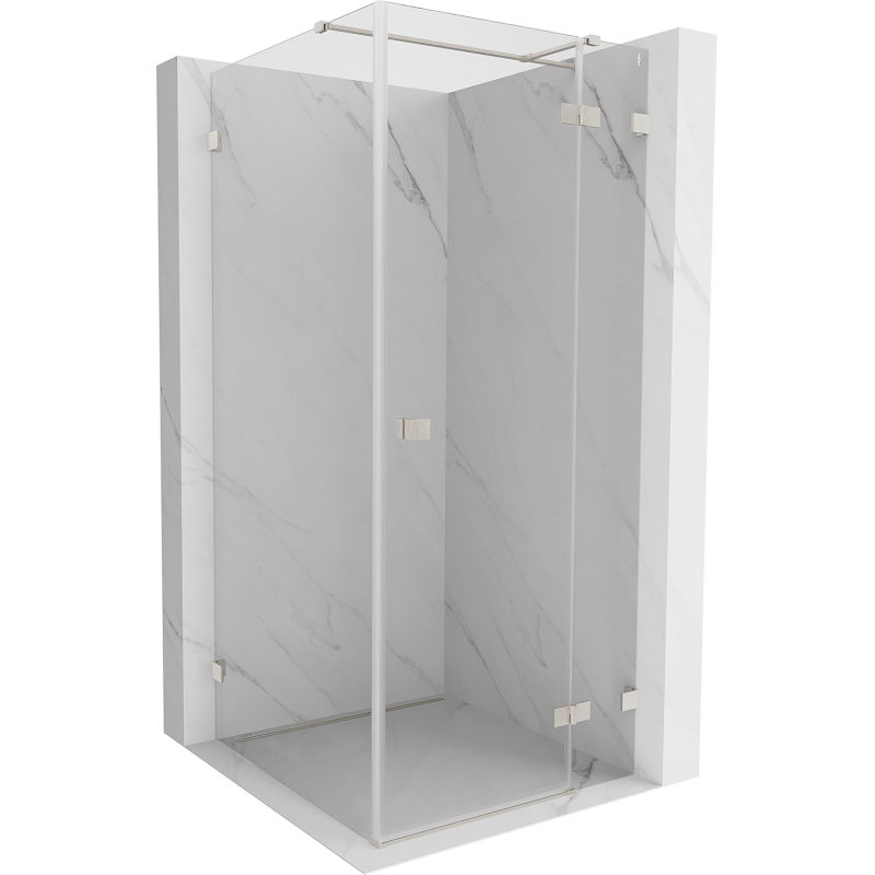 Mexen Lunar T Duschkabine, rechts anschlagend, 120 x 120 cm, transparent, gebürstetes Nickel - 834T-120-120-97-00-P