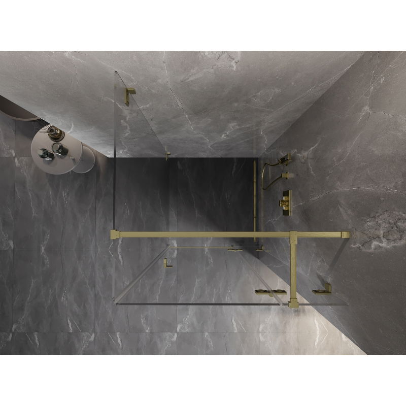 Mexen Lunar T καμπίνα ντους ανοιγόμενη δεξιά 110 x 110 cm, διαφανής, χρυσή