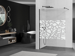 Mexen Kioto ścianka prysznicowa 140 x 200 Walk-in cm, biały wzór 8 mm, czarna - 800-140-101-70-85