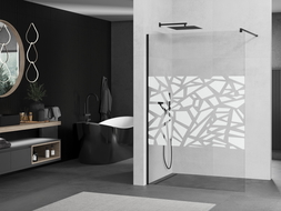 Mexen Kioto shower wall 140 x 200 Walk-in cm, white pattern 8 mm, black - 800-140-101-70-85