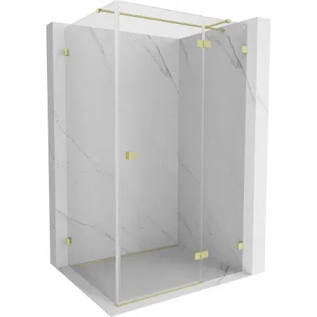 Mexen Lunar T cabine de douche pivotante droite 135 x 120 cm, transparent, or brossé - 834T-135-120-55-00-P