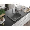 Mexen Elix lavello da cucina in granito 1-vasca 600 x 500 mm, grigio, sifone cromato - 6525601005-71