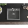 Mexen Elix lavello da cucina in granito 1-vasca 600 x 500 mm, grigio, sifone cromato - 6525601005-71