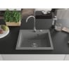 Mexen Elix évier en granit 1 bac 600 x 500 mm, gris, siphon chromé - 6525601005-71