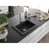 Mexen Elix granitni sudoper s 1 komorom 600 x 500 mm, crni/srebrni metalik, sifon krom - 6525601005-73