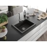 Mexen Elix Granitspüle 1-beckig 600 x 500 mm, schwarz/gold metallic, Siphon chrom - 6525601005-75