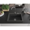 Mexen Elix évier de cuisine en granit 1 bac 600 x 500 mm, noir moucheté, siphon chromé - 6525601005-76