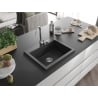 Mexen Elix lavello in granito a 1 vasca 600 x 500 mm, nero maculato, sifone cromato - 6525601005-76