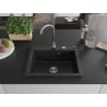 Mexen Elix évier en granit 1-bac 600 x 500 mm, noir, siphon chromé - 6525601005-77