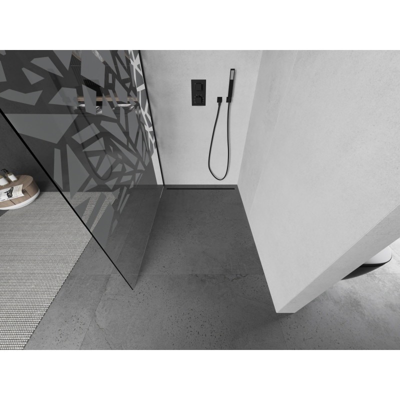 Mexen Kioto dušisein 140 x 200 Walk-in cm, valge muster 8 mm, must - 800-140-101-70-85