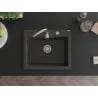Mexen Elix lavello in granito a 1 vasca 600 x 500 mm, nero maculato, sifone cromato - 6525601005-76