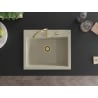 Mexen Elix évier en granit 1-bac 600 x 500 mm, beige, siphon doré - 6525601005-69-G