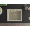 Mexen Elix granitni sudoper s 1 komorom 600 x 500 mm, bež, sifon zlatni - 6525601005-69-G