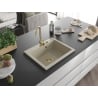 Mexen Elix évier en granit 1-bac 600 x 500 mm, beige, siphon doré - 6525601005-69-G