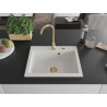 Mexen Elix zlewozmywak granitowy 1-komorowy 600 x 500 mm, biały, syfon złoty - 6525601005-20-G