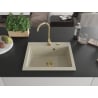 Mexen Elix évier en granit 1-bac 600 x 500 mm, beige, siphon doré - 6525601005-69-G