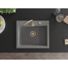 Mexen Elix évier en granit 1 bac 600 x 500 mm, gris, siphon doré - 6525601005-71-G