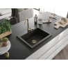 Mexen Elix Granite Sink 1-Bowl 600 x 500 mm, Black/Gold Metallic, Gold Siphon - 6525601005-75-G