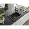 Mexen Elix granitni sudoper s 1 komorom 600 x 500 mm, crni nakrapani, zlatni sifon - 6525601005-76-G