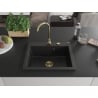 Mexen Elix évier en granit 1 bac 600 x 500 mm, noir, siphon doré - 6525601005-77-G