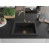 Mexen Elix zlewozmywak granitowy 1-komorowy 600 x 500 mm, czarny, syfon złoty - 6525601005-77-G
