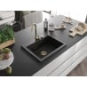 Mexen Elix évier en granit 1 bac 600 x 500 mm, noir, siphon doré - 6525601005-77-G
