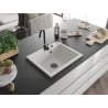Mexen Elix 1-Bowl Granite Sink 600 x 500 mm, White, Black Siphon - 6525601005-20-B