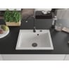 Mexen Elix 1-Bowl Granite Sink 600 x 500 mm, White, Black Siphon - 6525601005-20-B