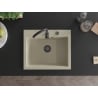 Mexen Elix évier en granit 1 bac 600 x 500 mm, beige, siphon noir- 6525601005-69-B