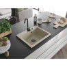 Mexen Elix graniidist köögivalamu, 1-kauseline, 600 x 500 mm, beež, must sifoon - 6525601005-69-B