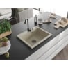Mexen Elix granite sink 1-bowl 600 x 500 mm, beige, black siphon- 6525601005-69-B