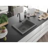 Mexen Elix granitni sudoper s jednom komorom 600 x 500 mm, sivi, crni sifon - 6525601005-71-B