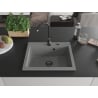 Mexen Elix Granitspüle ein Becken 600 x 500 mm, grau, schwarzer Siphon - 6525601005-71-B