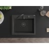 Mexen Elix 1-bowl granite sink 600 x 500 mm, black speckled, black siphon - 6525601005-76-B