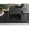 Mexen Elix Granitspüle 1-becken 600 x 500 mm, schwarz, schwarzer Siphon - 6525601005-77-B