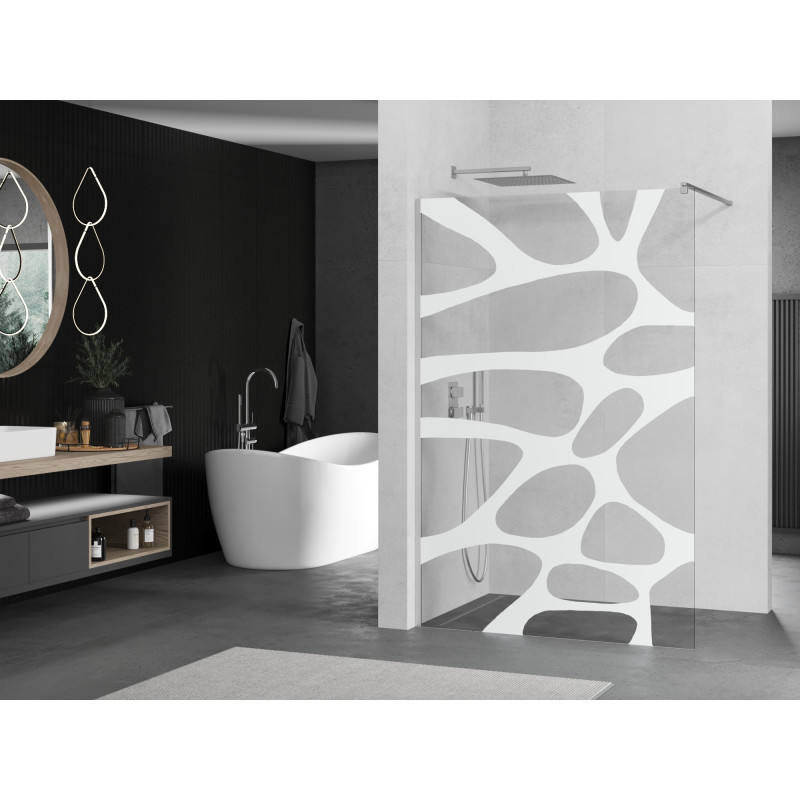 Mexen Kioto mampara de ducha Walk-in 90 x 200 cm, onda blanca 8 mm, cromo - 800-090-101-01-97