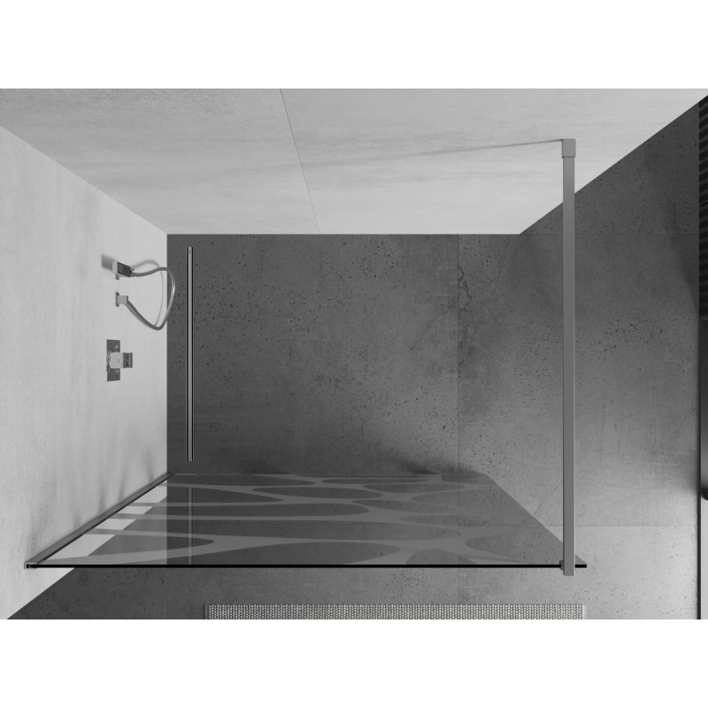 Mexen Kioto mampara de ducha Walk-in 90 x 200 cm, onda blanca 8 mm, cromo - 800-090-101-01-97