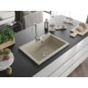 Mexen Elix Granitspüle 1-Becken 700 x 500 mm, beige, Chrom-Siphon - 6526701005-69