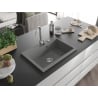 Mexen Elix granitni sudoper s 1 komorom 700 x 500 mm, sivi, kromirani sifon - 6526701005-71