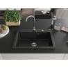 Mexen Elix Granitspüle 1-beckig 700 x 500 mm, schwarz/silber Metallic, Chrom Siphon - 6526701005-73