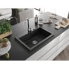 Mexen Elix Granitspüle 1-beckig 700 x 500 mm, schwarz, Siphon Chrom - 6526701005-77