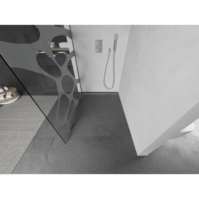 Mexen Kioto Walk-in Duschwand 90 x 200 cm, wäiss Well 8 mm, Chrom - 800-090-101-01-97