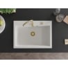 Mexen Elix évier de cuisine en granit 1 cuve 700 x 500 mm, blanc, siphon doré - 6526701005-20-G